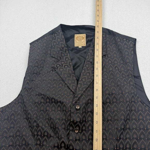 Wah Maker Vest Mens XL Black Gold Jacquard Western Victorian Waistcoat Frontier - Picture 4 of 7